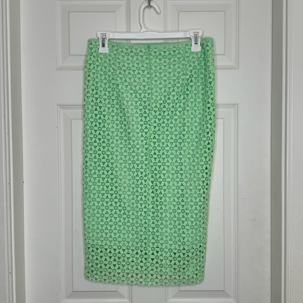 Zara Skirt Midi Crotchet Lace Size Medium Green - Picture 3 of 9